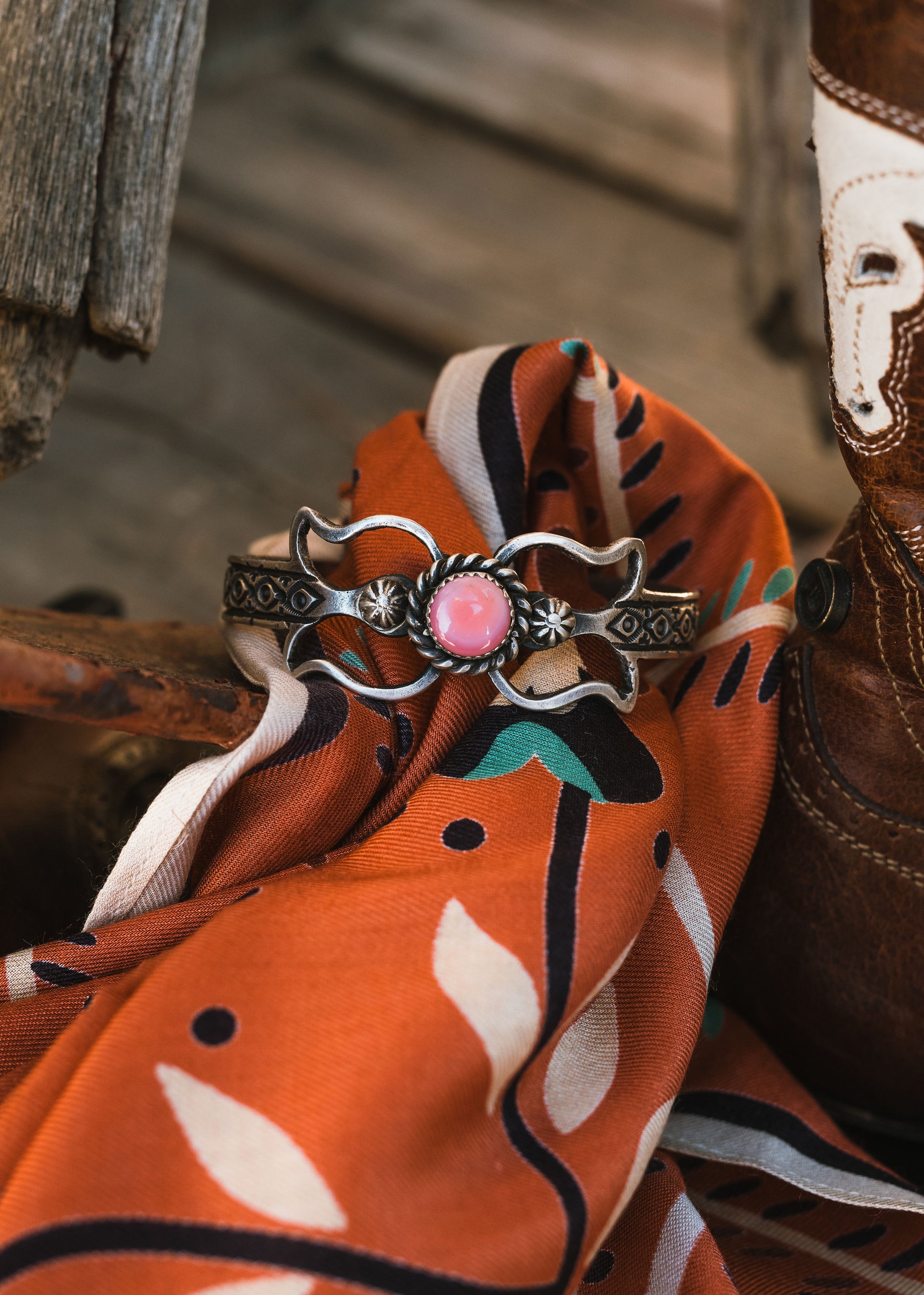 Sterling Silver Pink Conch Cuff Bracelet