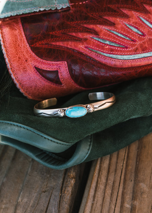 Sterling Silver Stackable Turquoise Cuff Bracelet