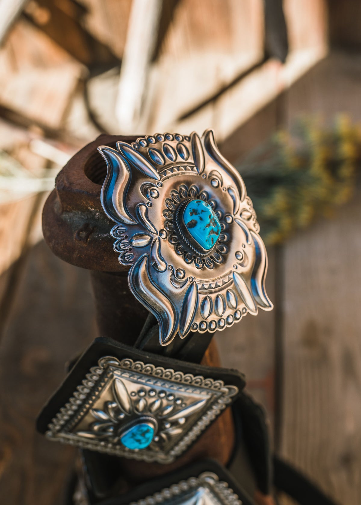Large Statement Turquoise and Sterling Silver Concho Belt  display picture 2