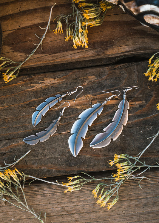 Sterling Silver Feather Earrings