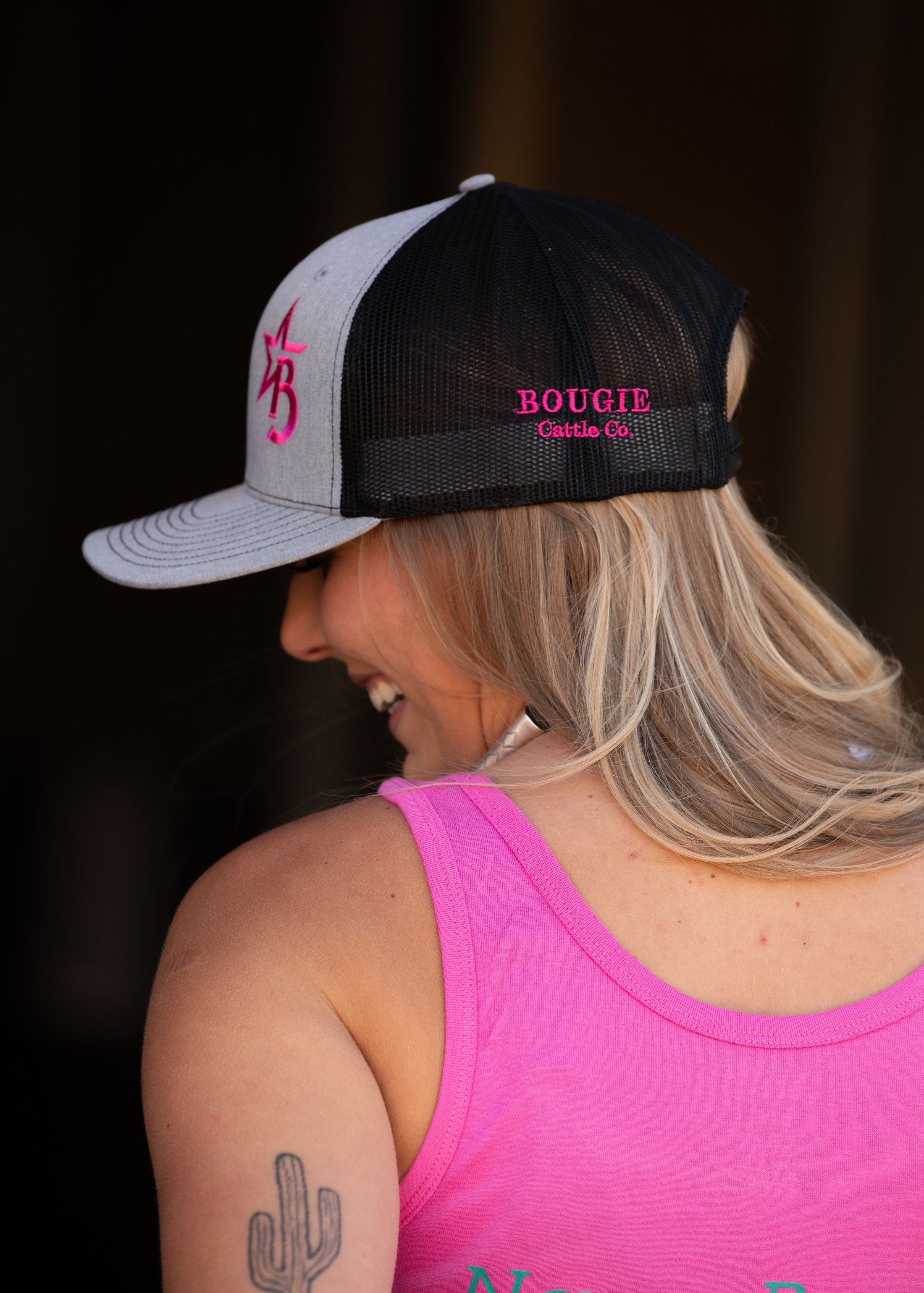 Pink & Grey Snapback With Bougie Brand