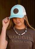 Load image into Gallery viewer, Low Profile Teal Adjustable Snapback With Leather Patch
