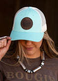 Load image into Gallery viewer, Low Profile Teal Adjustable Snapback With Leather Patch
