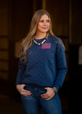 Load image into Gallery viewer, Navy Quilted Crew Neck Sweatshirt
