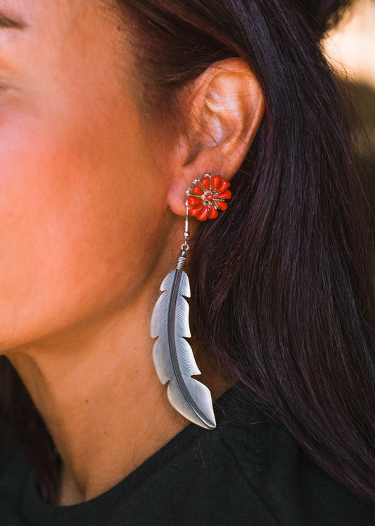 Sterling Silver Feather Earrings