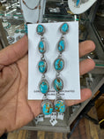 Load image into Gallery viewer, Gorgeous 5 Stone Turquoise Dangle Earrings set in Sterling Silver
