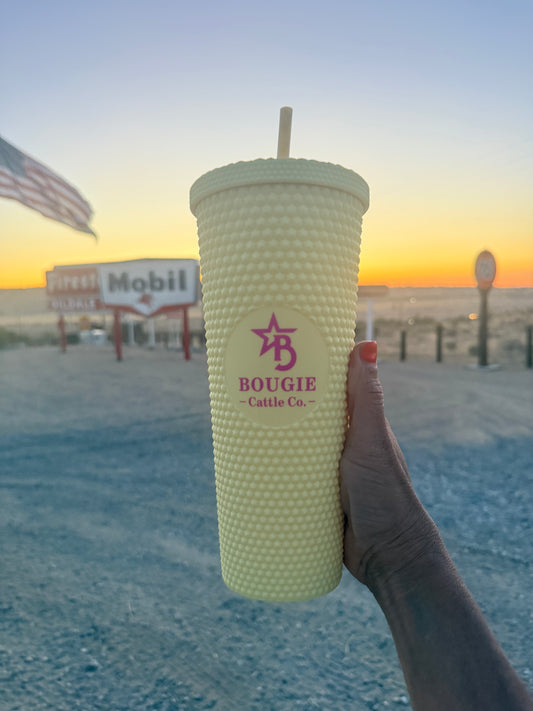 Stunning Hot 24oz Tumbler in Yellow Diamond Cup/Tumbler Large with Matching Straw and Lid