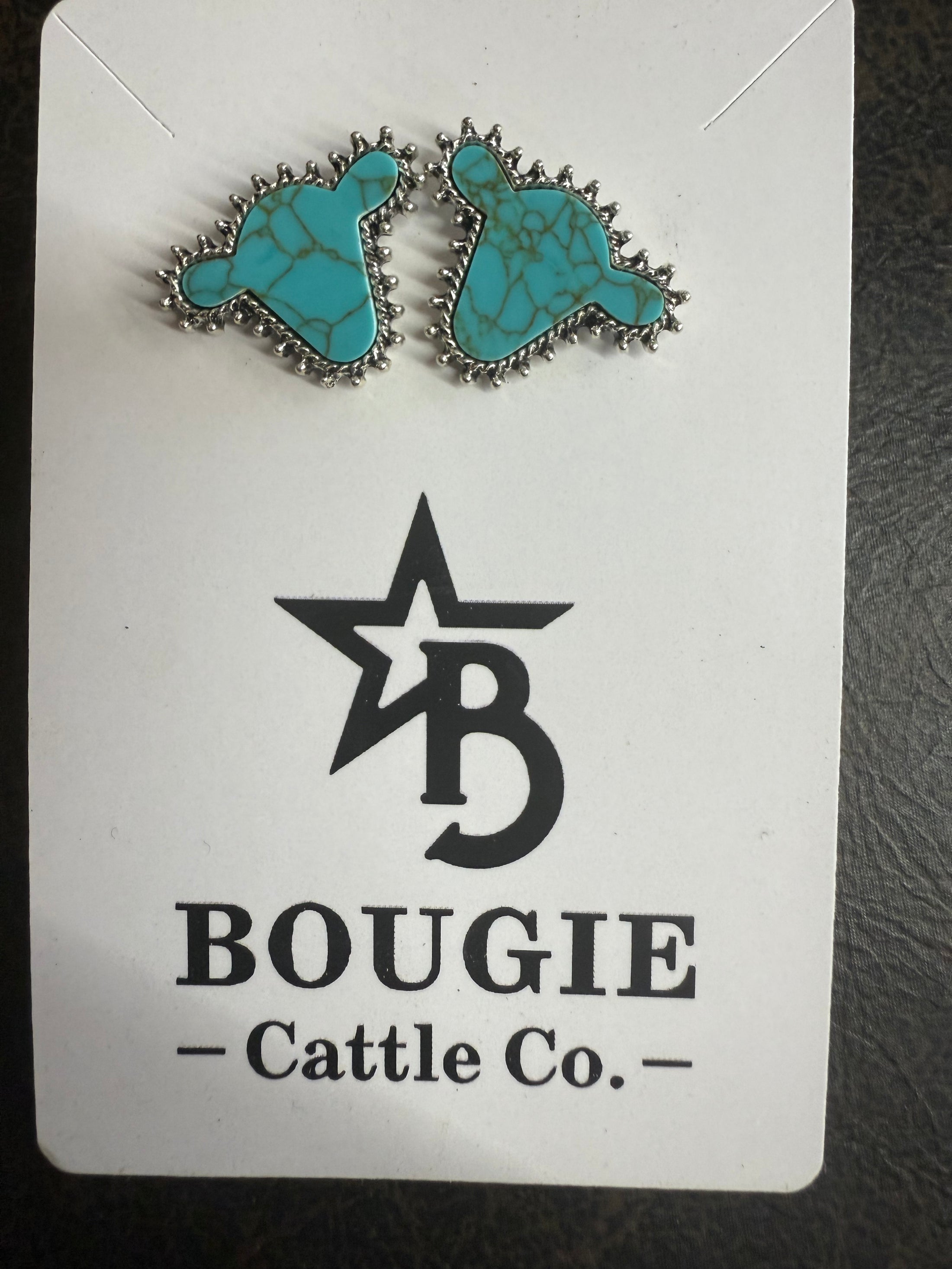 Costume Turquoise Cow Stud Earring