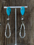 Load image into Gallery viewer, Native American Turquoise Dangle Sterling Silver Earrings - Artist Stamped
