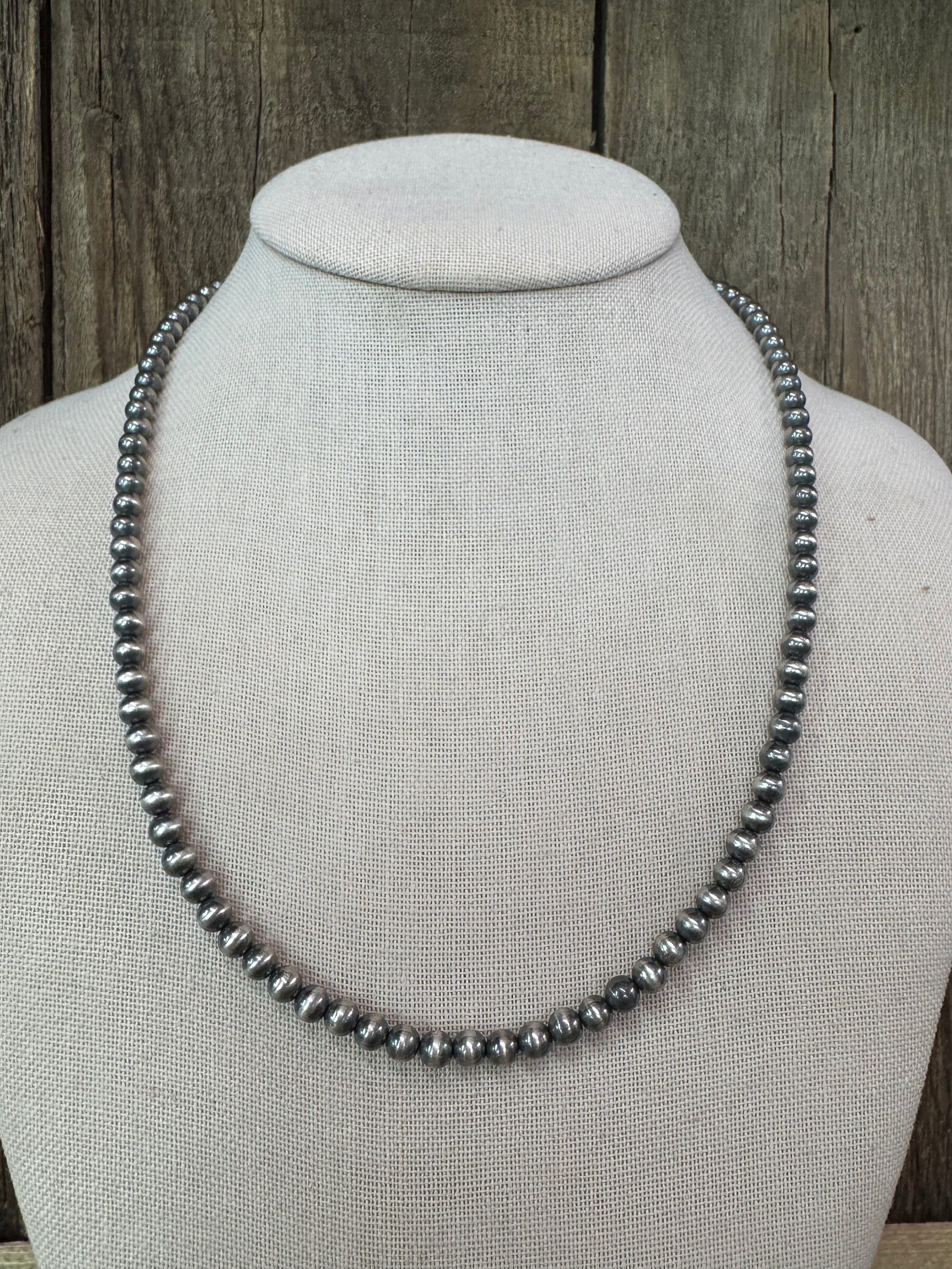 Sterling Silver 5mm Oxidized Beads 20"