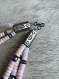 Load image into Gallery viewer, Native American 3 Strand Pink Conch Necklace with Pink Conch Cluster Sterling Silver Pendent - Artist Signed
