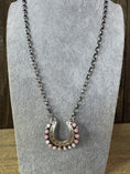 Load image into Gallery viewer, Pink Conch Sterling Silver Horseshoe Necklace - Artist Stamped
