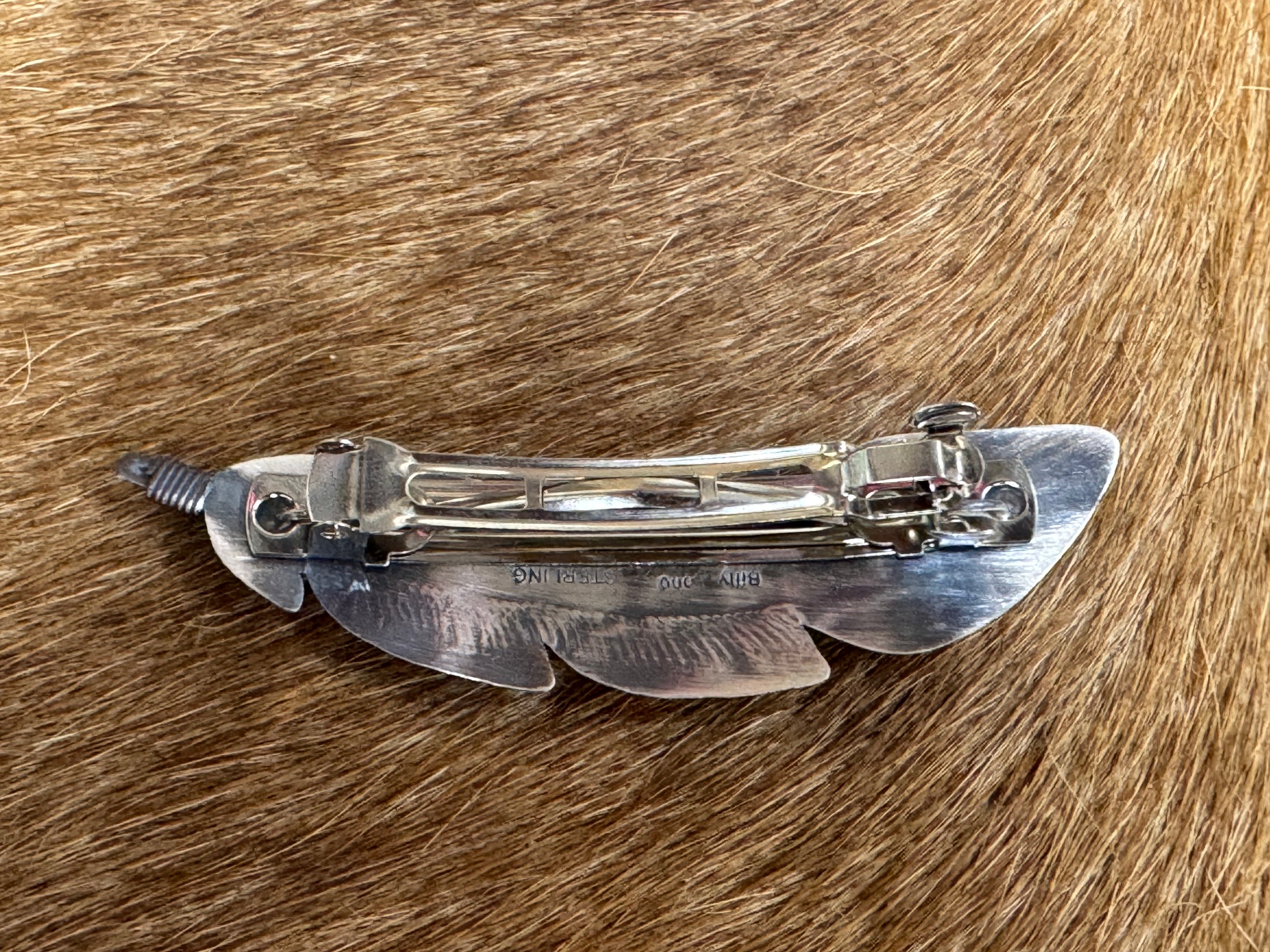 Native American Feather Sterling Silver Hair Clip