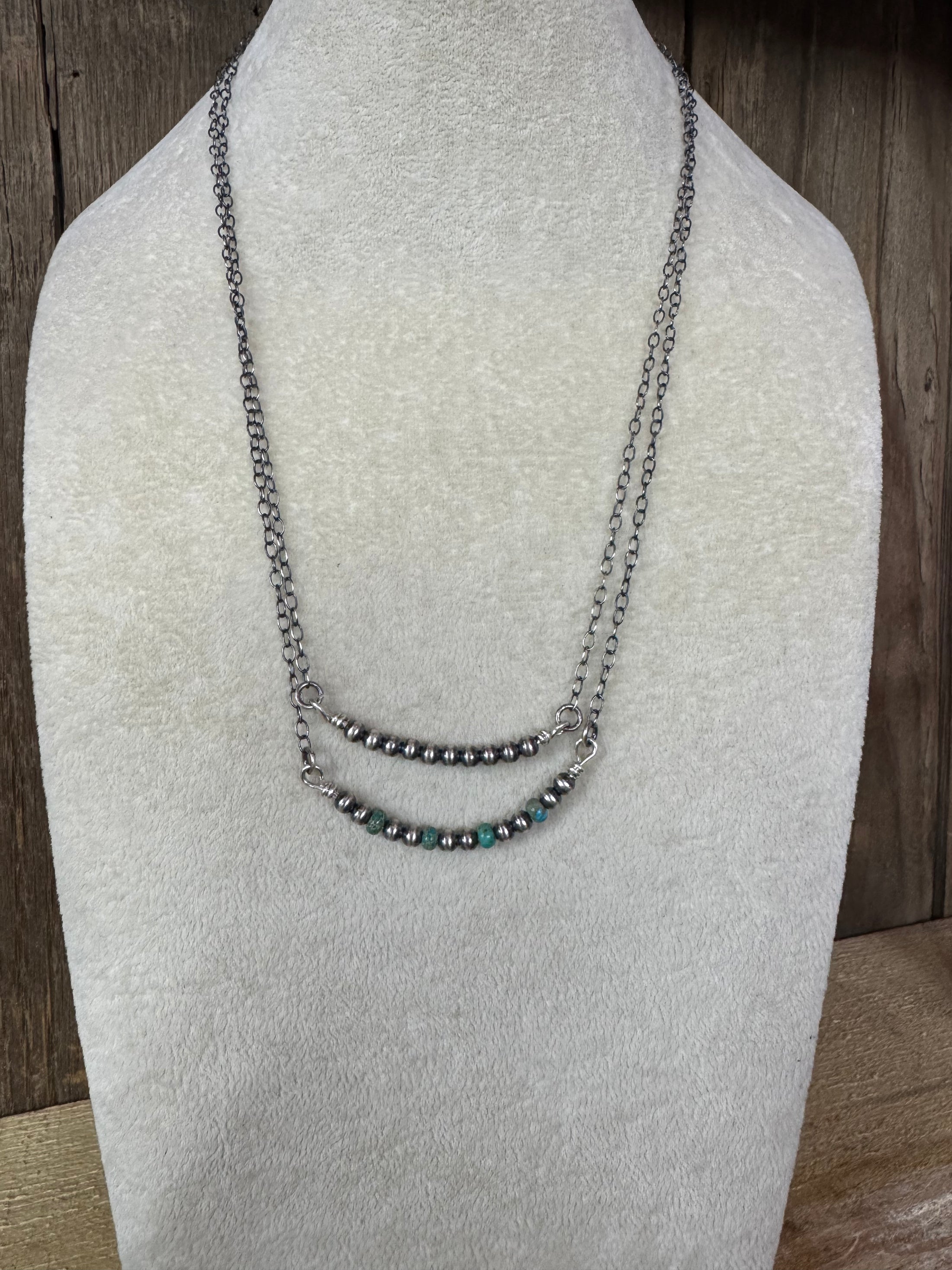 Pawn Bead Sterling Silver Chain Necklace