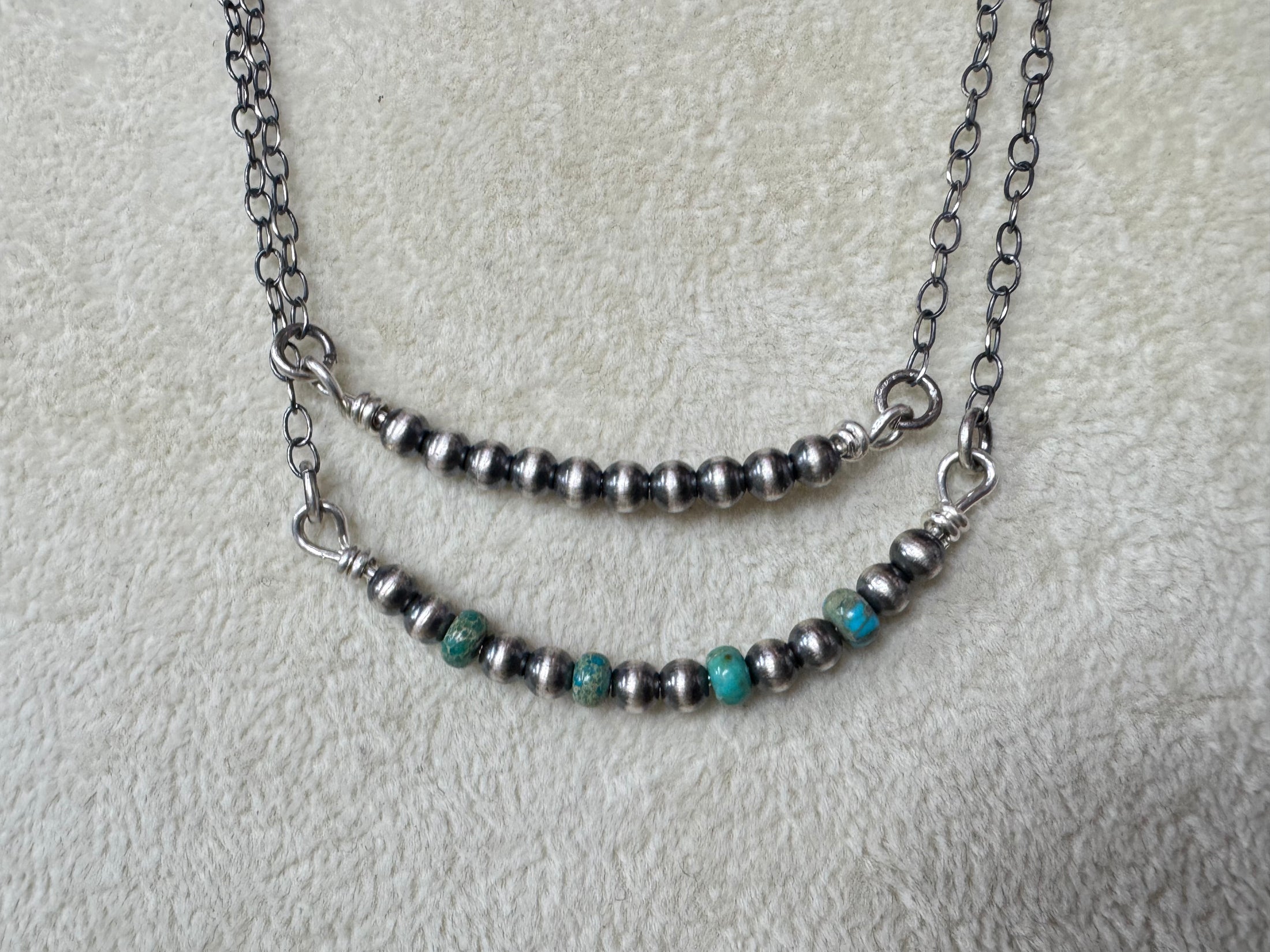 Pawn Bead Sterling Silver Chain Necklace