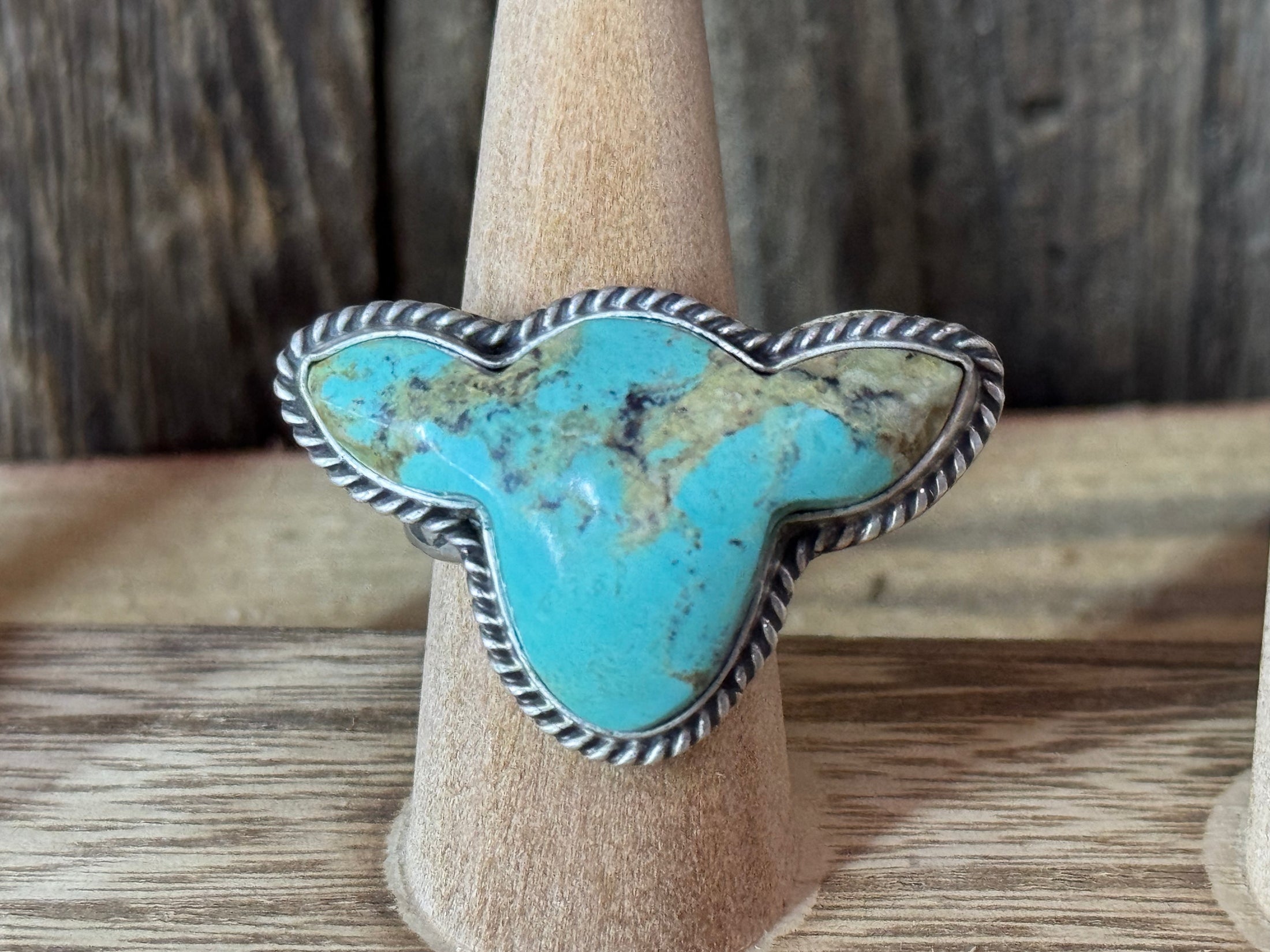 Native American Cow Head Sterling Silver Adjustable Ring - Artist Signed