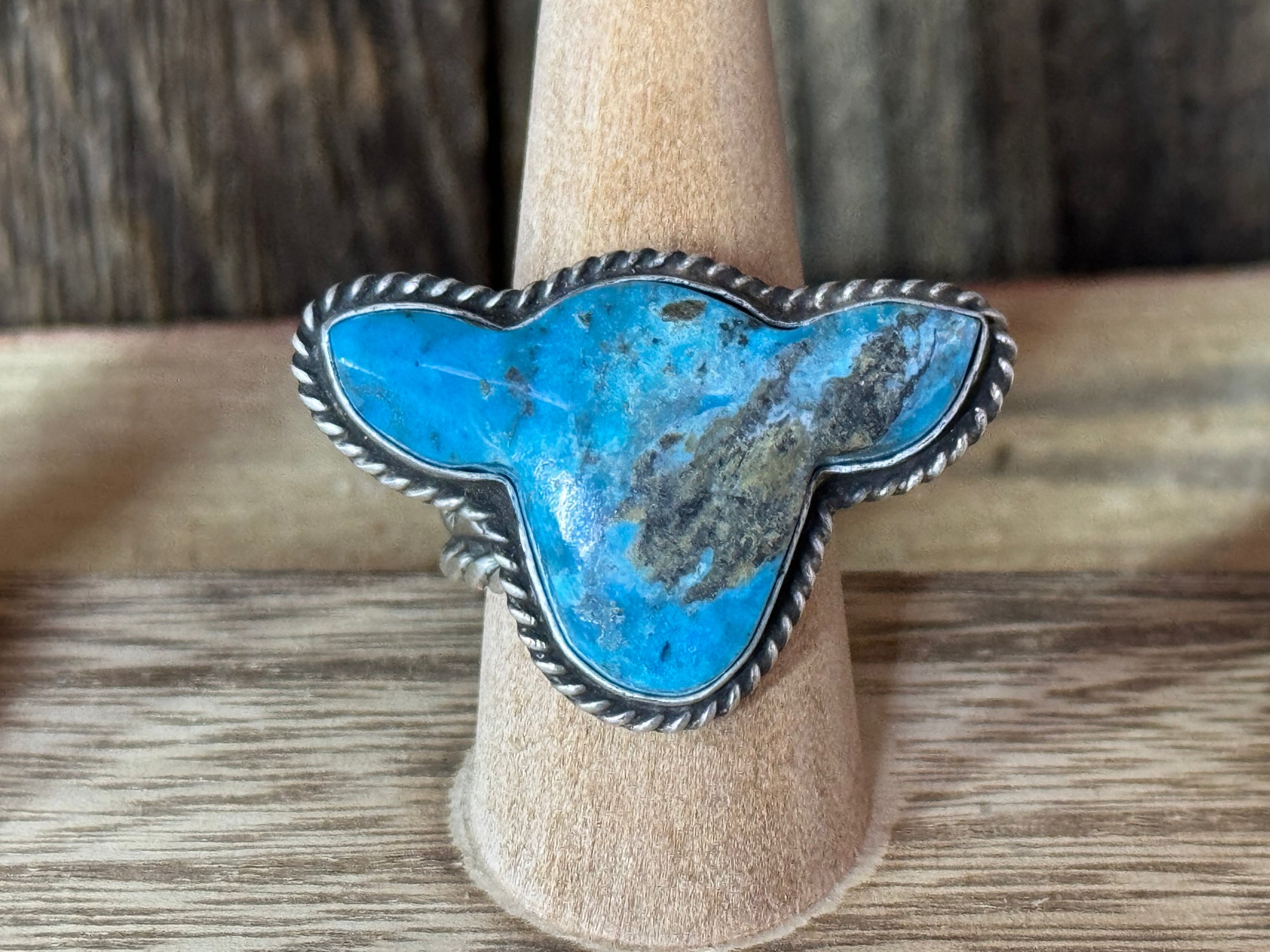 Native American Cow Head Sterling Silver Adjustable Ring - Artist Signed