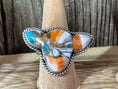 Load image into Gallery viewer, Native American Spiny Oyster Turquoise Sterling Silver Cow Head Necklace with Matching Ring - Artist Signed
