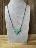 Load image into Gallery viewer, Native American Turquoise Cow Head Sterling Silver Necklace - Artist Stamped
