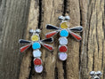 Load image into Gallery viewer, Dragon Fly Sterling Silver Post Earring with Stone Inlay
