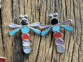 Load image into Gallery viewer, Dragon Fly Sterling Silver Post Earring with Stone Inlay
