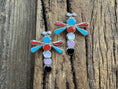 Load image into Gallery viewer, Dragon Fly Sterling Silver Post Earring with Stone Inlay
