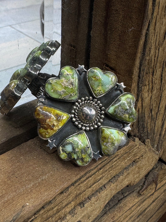 Heart Shaped Turquoise Sterling Silver Adjustable Ring