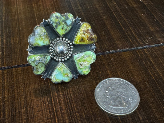 Heart Shaped Turquoise Sterling Silver Adjustable Ring