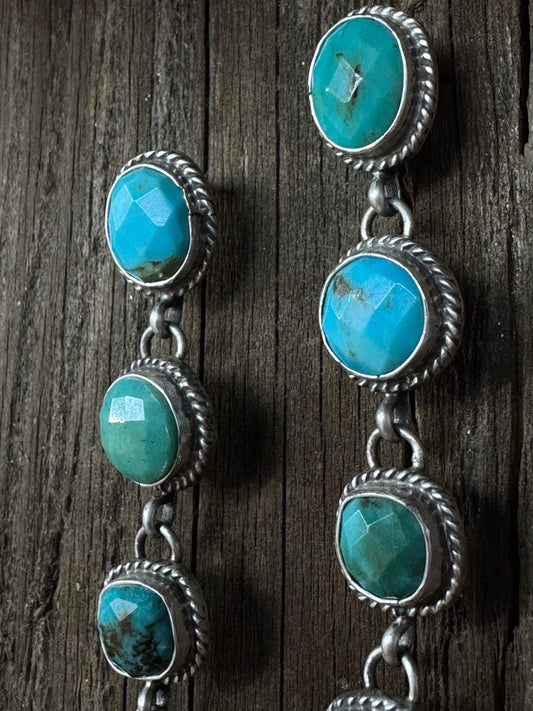 Handmade Native American Turquoise Dangle Earrings - Artist Signed