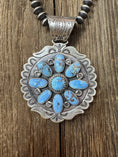 Load image into Gallery viewer, Native American Turquoise Cluster Sterling Silver Pendent - Artist Stamped
