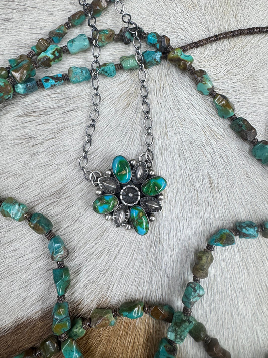 Handmade Native American Turquoise Necklace - Artist Signed