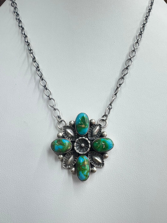 Handmade Native American Turquoise Necklace - Artist Signed