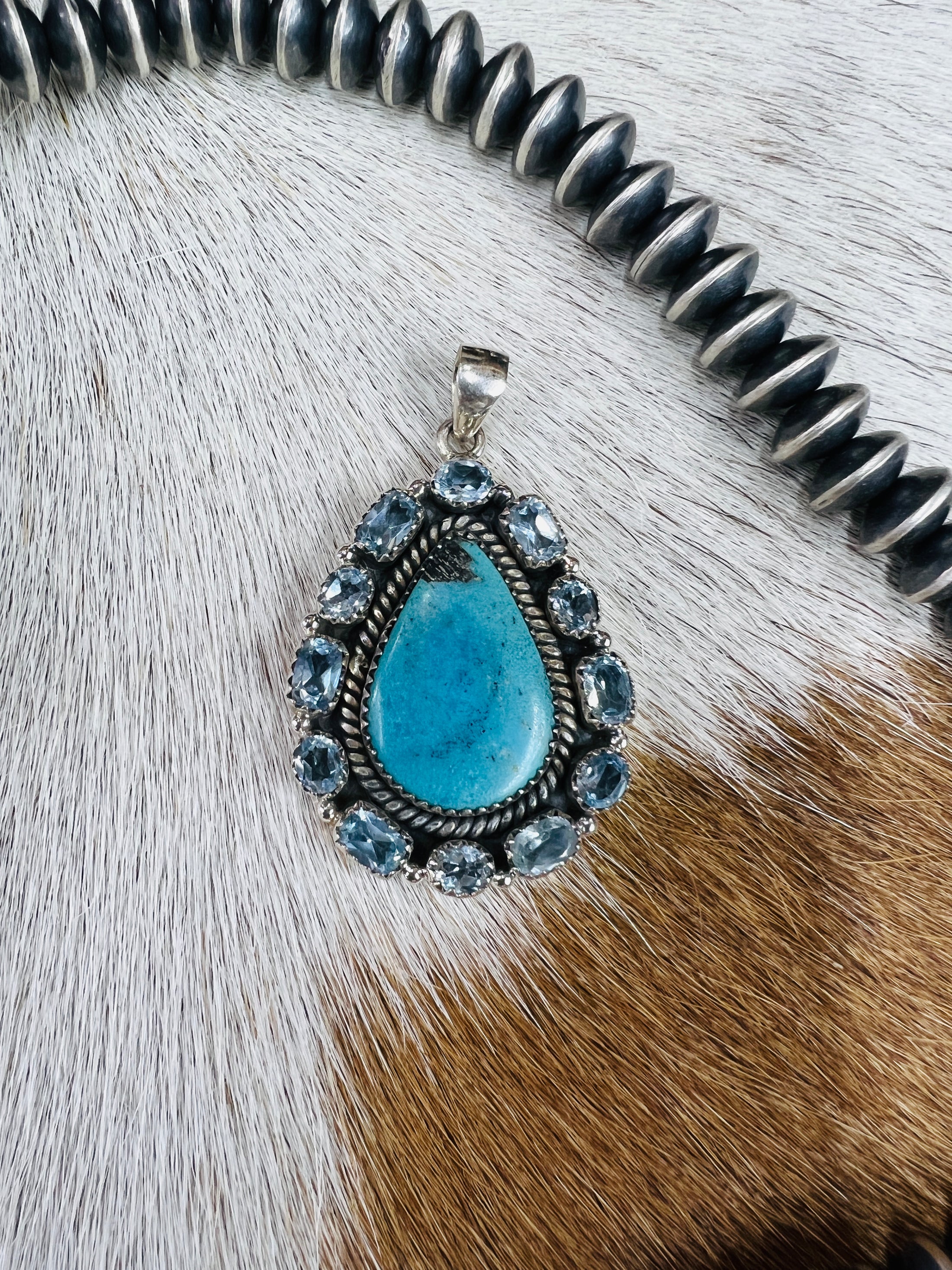 Sterling Silver Turquoise Oval Shaped Pendant