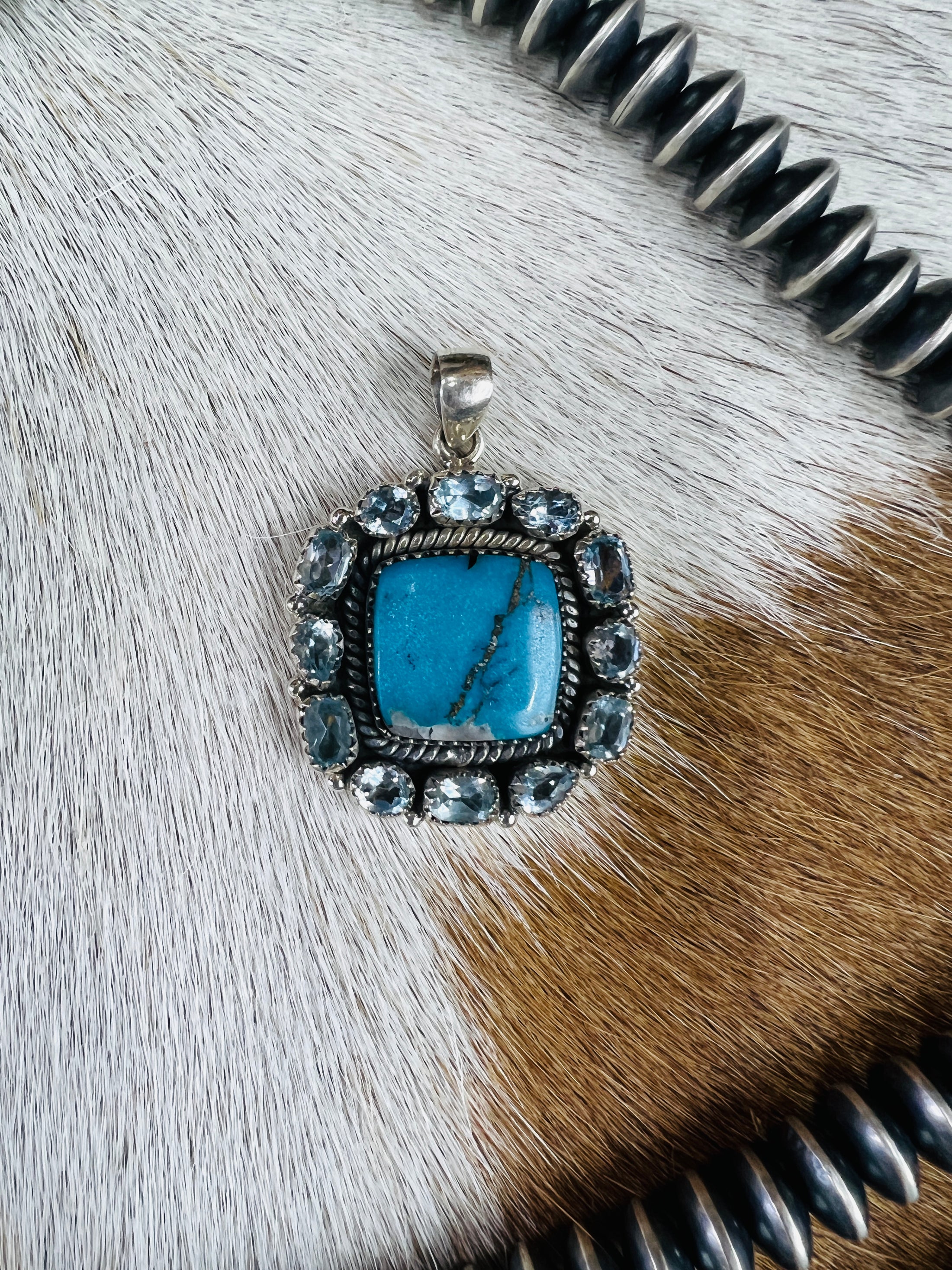 Sterling Silver Turquoise Square Pendant