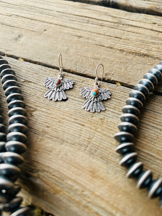 Sterling Silver Mixed Stone Thunderbird Earrings