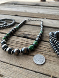 Load image into Gallery viewer, Chunky Sterling Silver Green Turquoise Navajo Pearl Necklace

