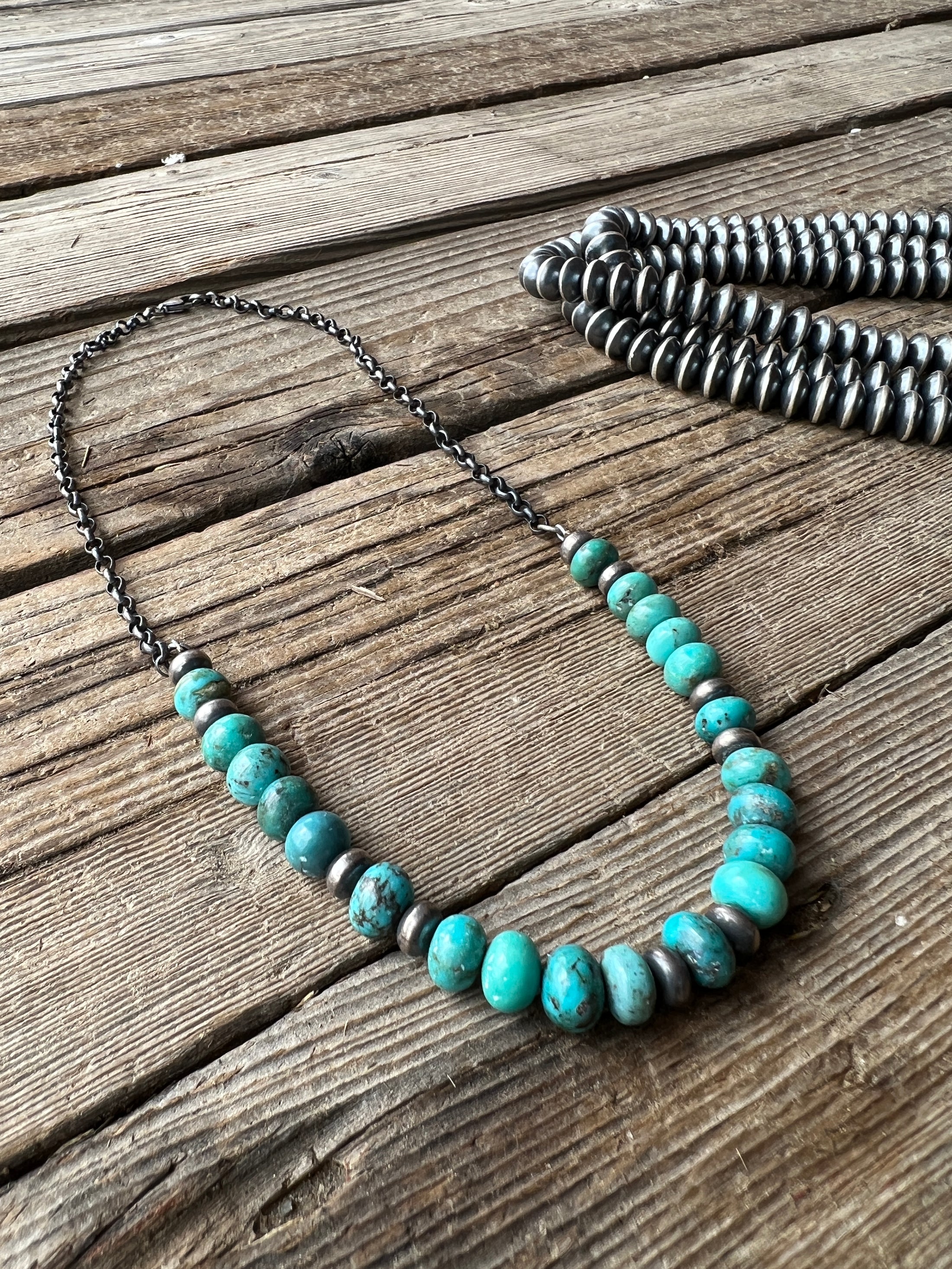 Sterling Silver Turquoise Stackable Necklace