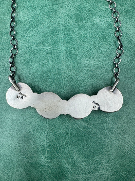 Artist Marked Sterling Silver and Boulder Turquoise Bar Necklace