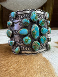 Load image into Gallery viewer, Turquoise Cluster Statement Sterling Silver Cuff
