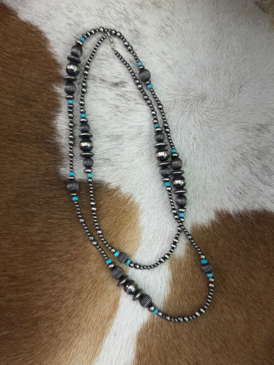 Sterling Silver Turquoise Beaded Necklace