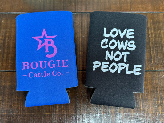 Bougie Cattle Co Tall Can Koozie - Love Cows, Not People!