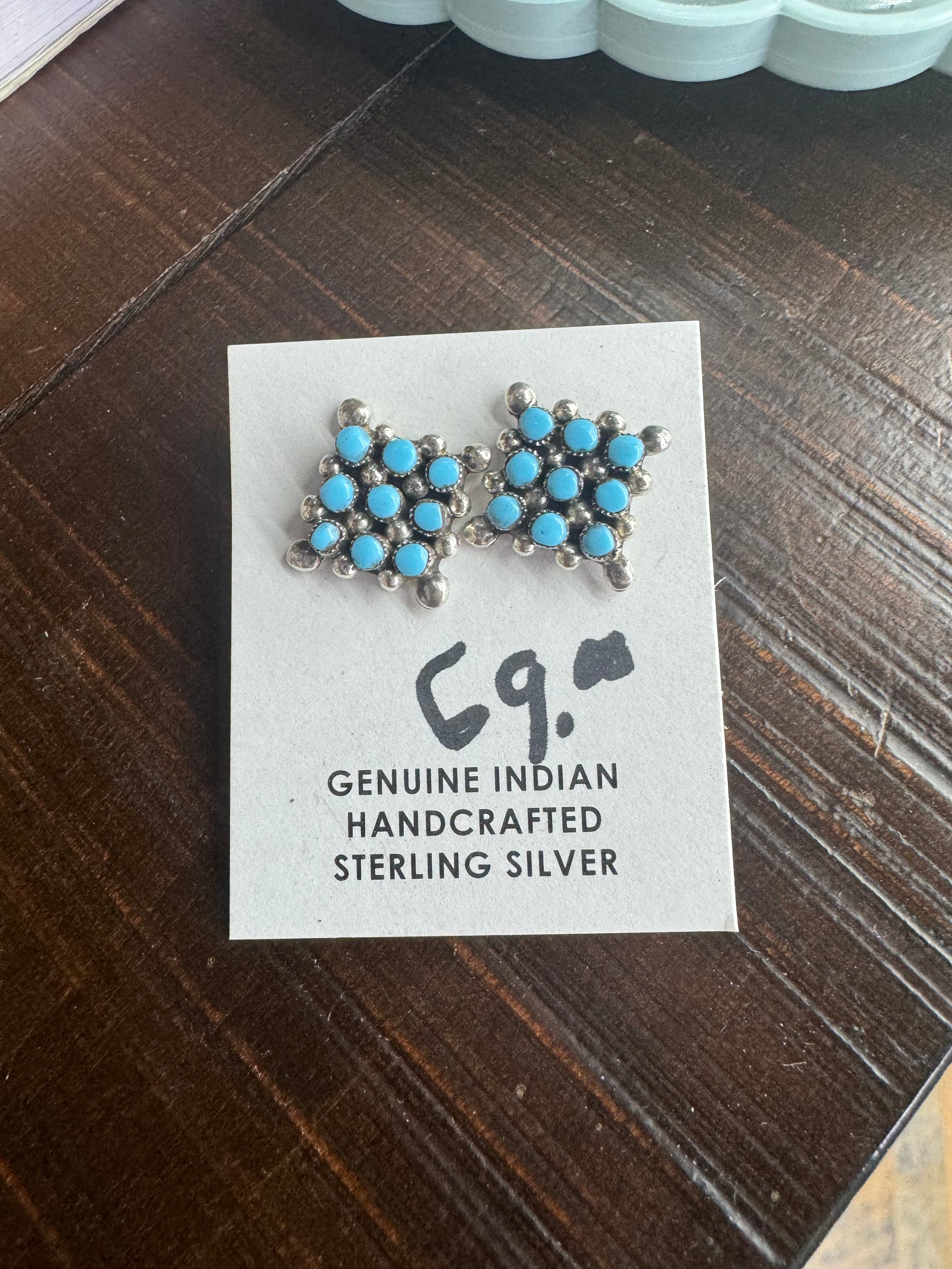 Kingman Turquoise Pennie Point Turquoise Studs