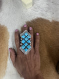 Load image into Gallery viewer, Native American Large Turquoise Sterling Silver Statement Ring
