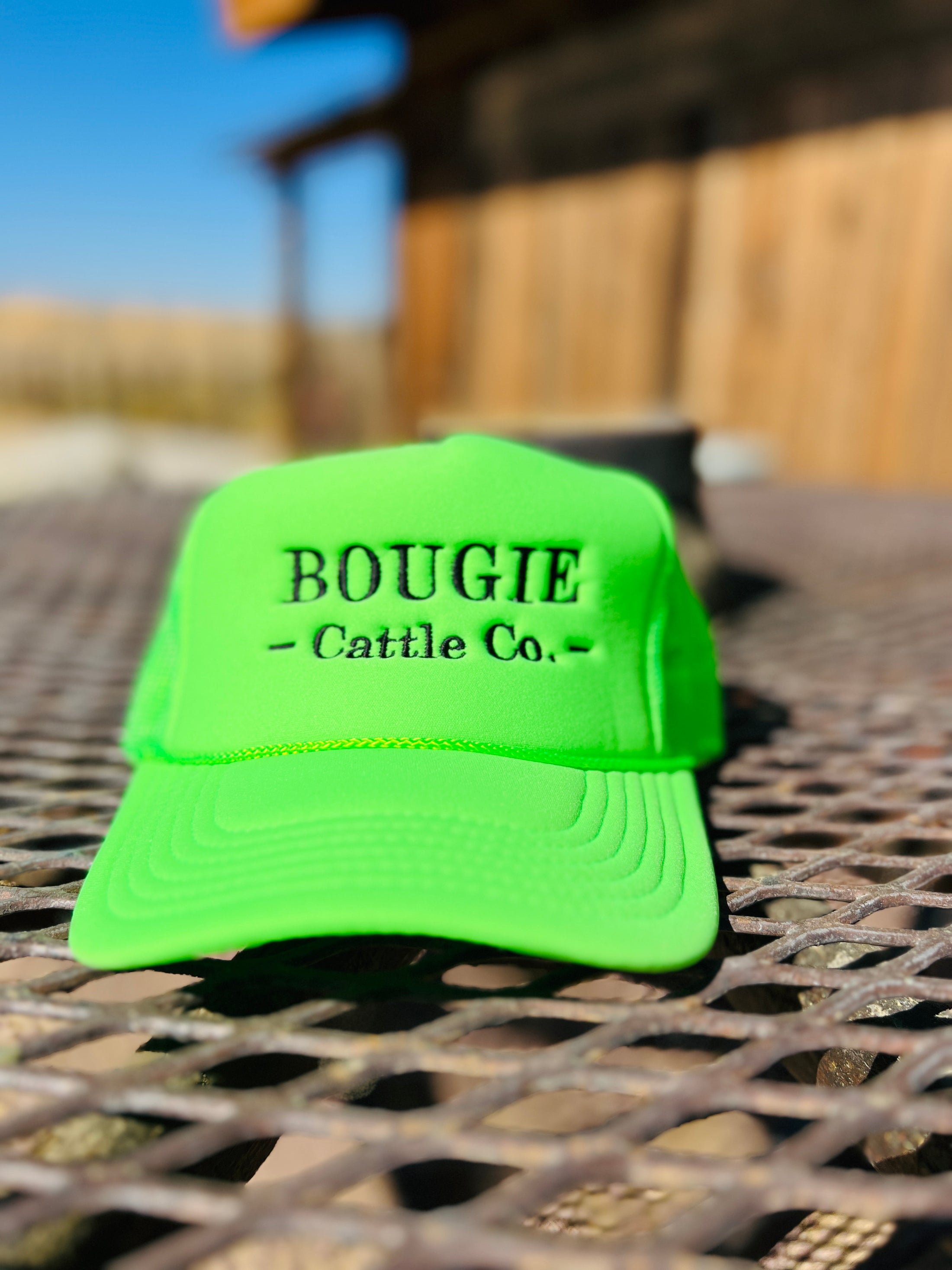 Neon Green Bougie Cattle Co. Trucker Hat