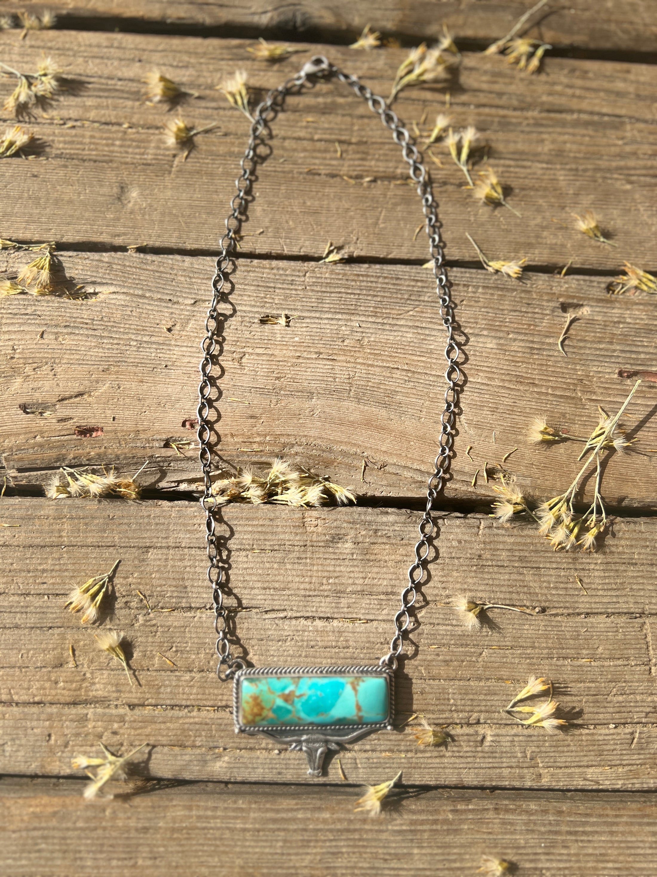 Sterling Silver Turquoise Bar Necklace