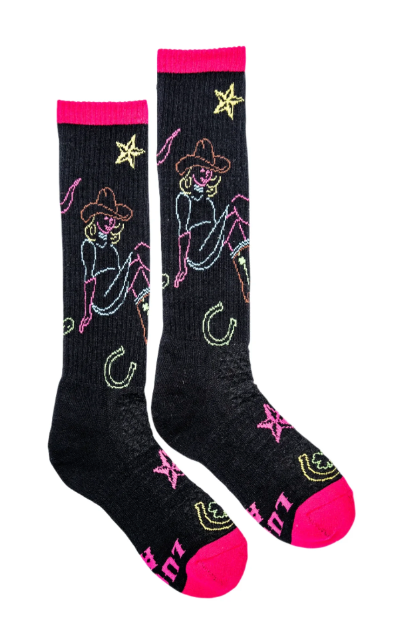 Lucky Chuck Socks Neon Cowgirl Black