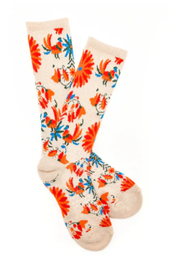 Lucky Chuck Fringe Otomi Tan Performance Socks