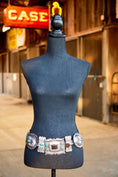 Load image into Gallery viewer, 1940s Era Native American Hand Stamped Sterling Concho Belt with Amazing Turquoise Stones
