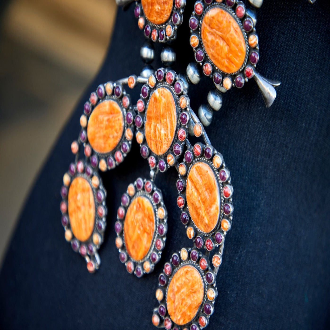 Native American Navajo Sterling Silver And Spiny Oyster